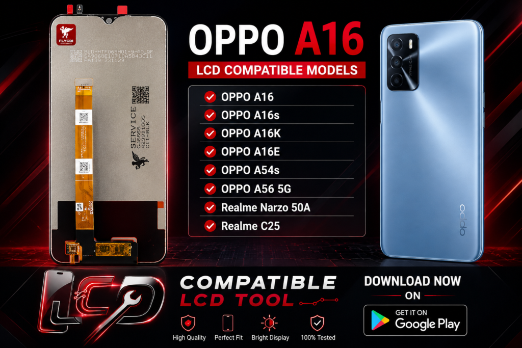 ALT OPPO A16 LCD compatible models including OPPO A16s A16K A16E A54s A56 5G Realme Narzo 50A and Realme C25